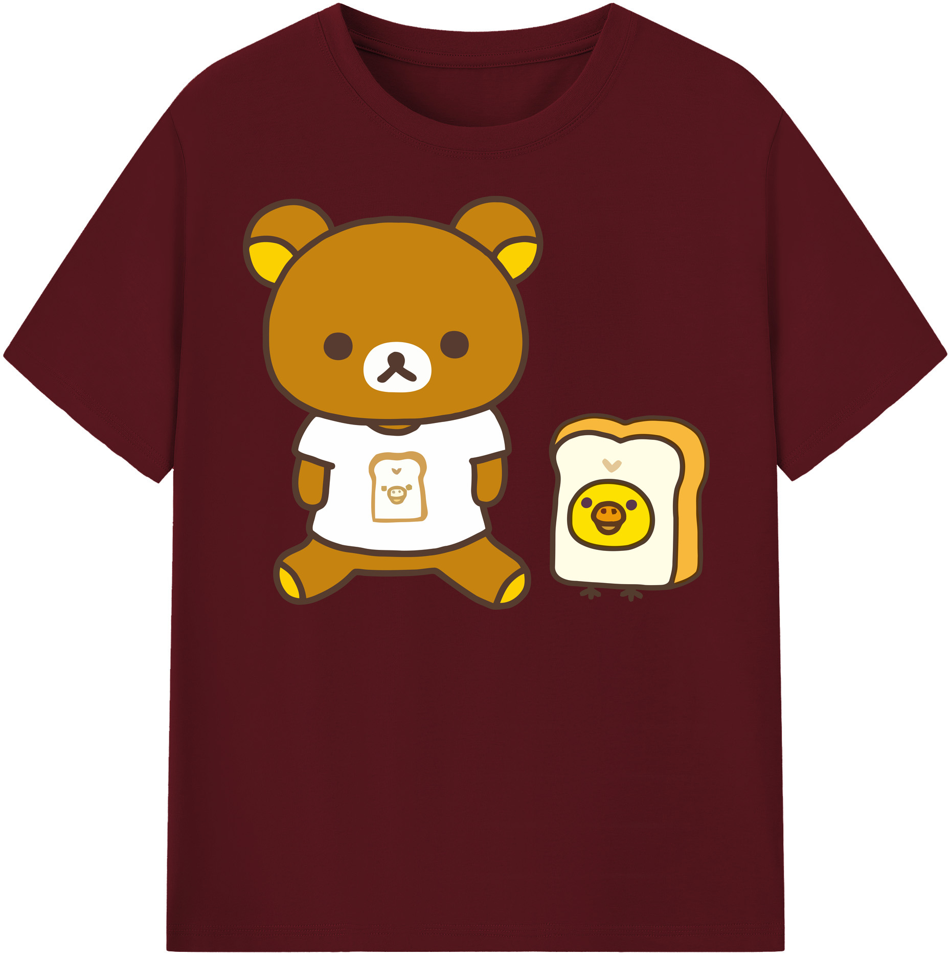 （画像用） リラックマ リラックマ キイロイトリ Rilakkuma Korilakkuma Kiiroitori 綿100％半袖Tシャツ（フロントプリント）